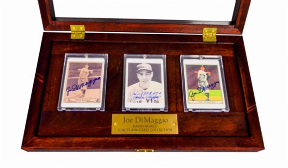 Joe DiMaggio Signed Porcelain Three-Card Collection (#445/500)